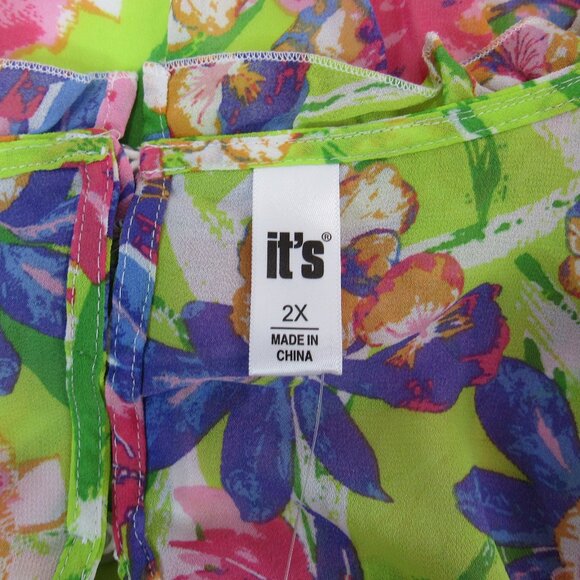 It's Fashion Women's V-Neck Floral Ruffle Cutout Backless Mini Dress Size 2X - Picture 5 of 10